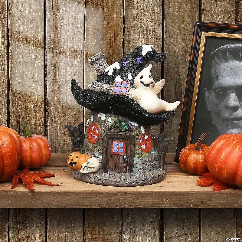 National Tree Company 7 in. Black Hat Haunted House with LED Light