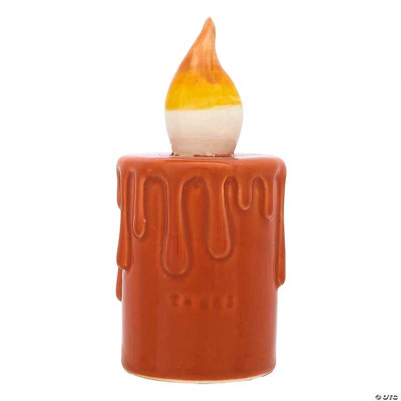 National Tree Company 7" Orange Halloween Porcelain Candle, 2 Warm White LED Light, Set of 2