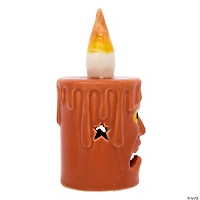 National Tree Company 7" Orange Halloween Porcelain Candle, 2 Warm White LED Light, Set of 2