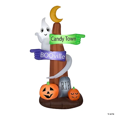 National Tree Company 8 ft. Signpost and Ghost