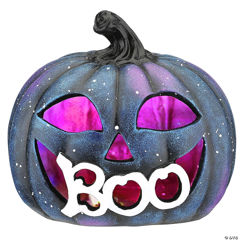 National Tree Company 8 in. LED Lit "BOO" Purple Galaxy Pumpkin