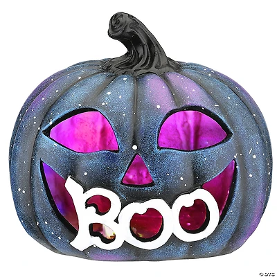 National Tree Company 8 in. LED Lit "BOO" Purple Galaxy Pumpkin