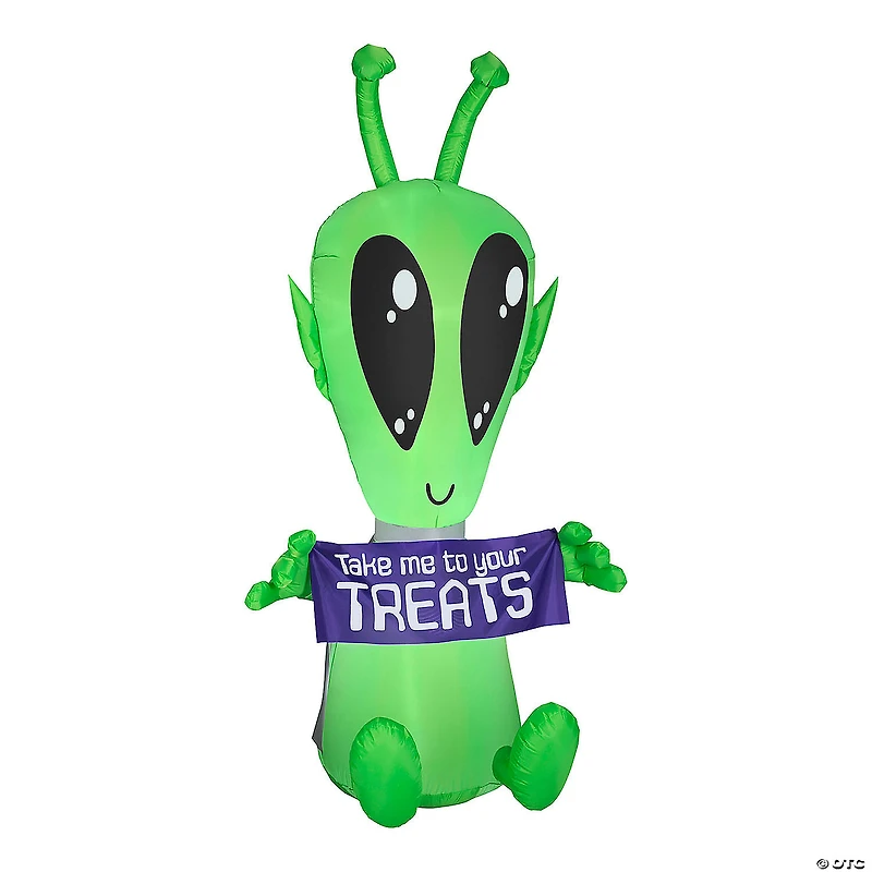 National Tree Company 84 in. Inflatable Halloween Alien with Sign