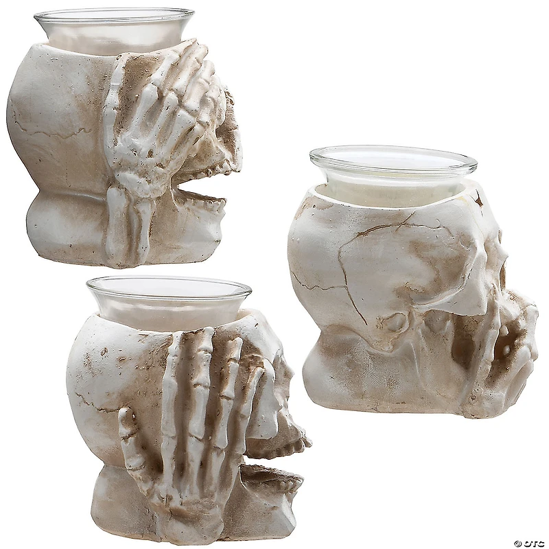 National Tree Company Set of Three Skull Candleholders