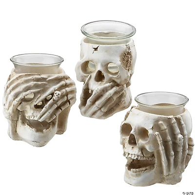 National Tree Company Set of Three Skull Candleholders