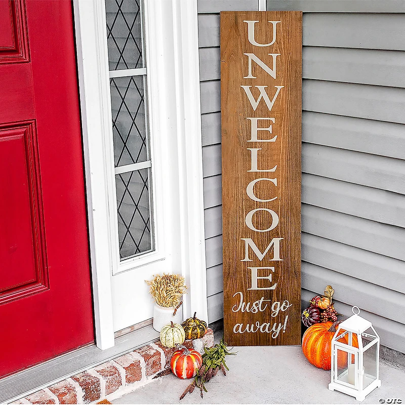 National Tree Company Unwelcome Porch Sign, 39 in. Natural Color