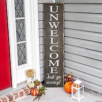 National Tree Company "Unwelcome" Porch Sign, 39 in, Gray