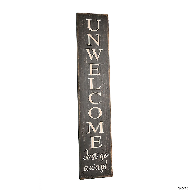 National Tree Company "Unwelcome" Porch Sign, 39 in, Gray