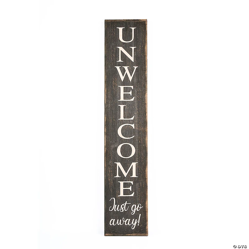 National Tree Company "Unwelcome" Porch Sign, 39 in, Gray