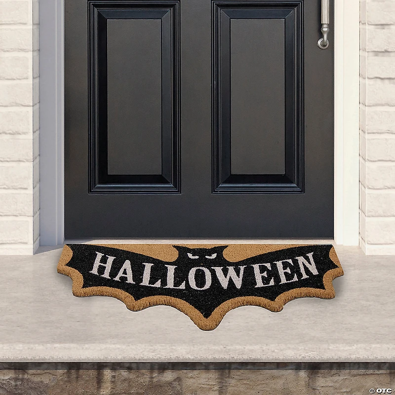 Natural Coir "Halloween" Bat Shaped Doormat 18" Proper 30"