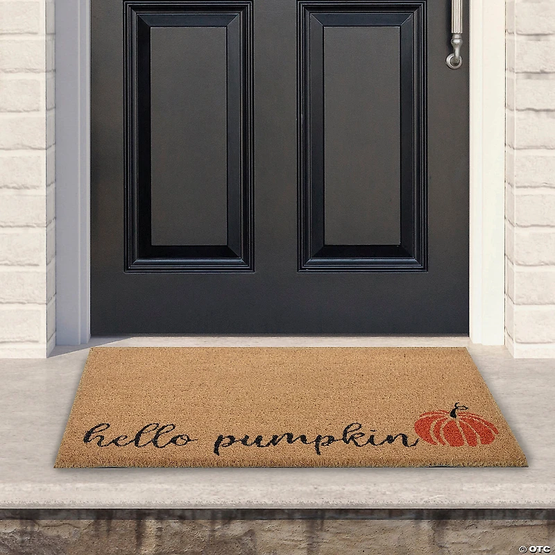 Natural Coir "Hello Pumpkin" Autumn Harvest Doormat 18" x 30"