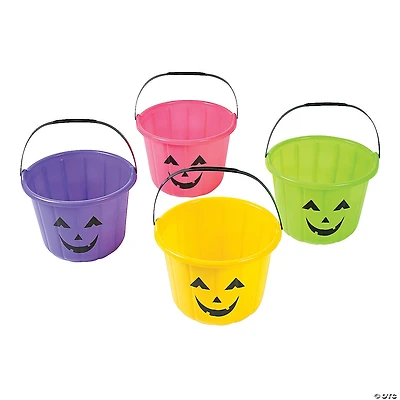 Neon Jack-O’-Lantern Trick-Or-Treat Buckets - 12 Pc.