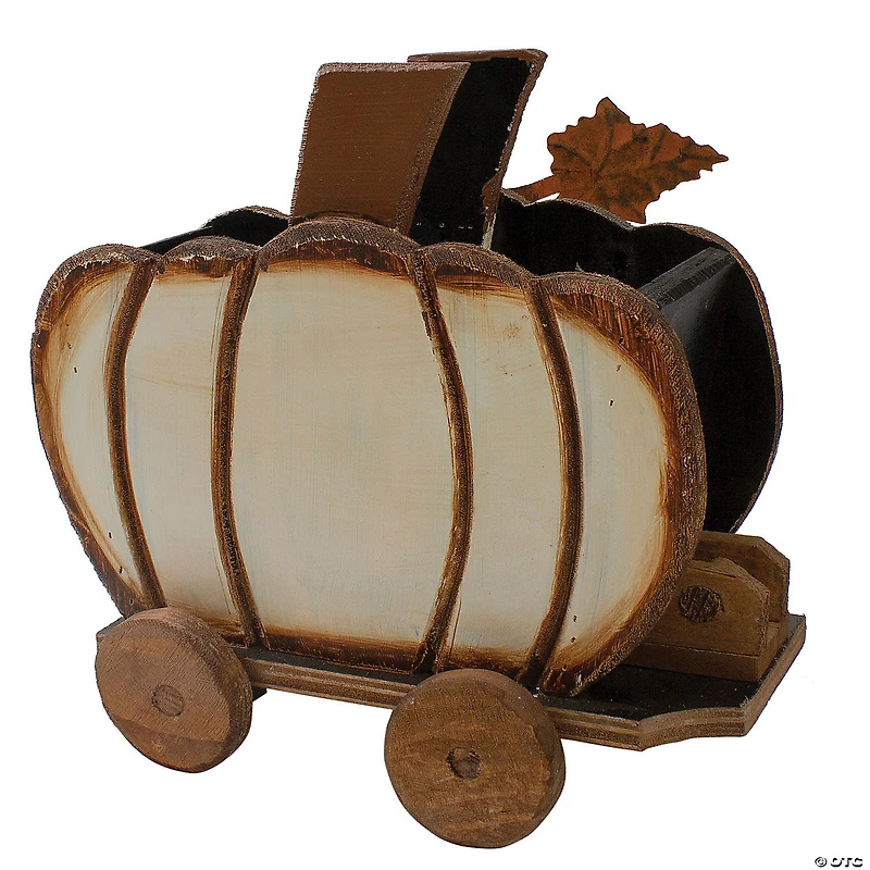 Northlight 10.5" Fall Harvest Wooden Pumpkin Cart Tabletop Decoration
