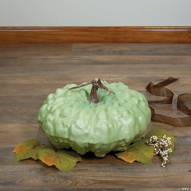 Northlight 10.5" Green Textured Pumpkin Fall Harvest Table Top Decoration