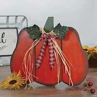 Northlight 10" Green and Orange Fall Harvest Wood Pumpkin