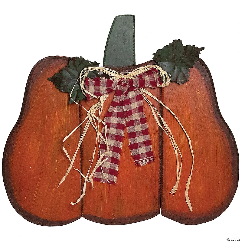 Northlight 10" Green and Orange Fall Harvest Wood Pumpkin