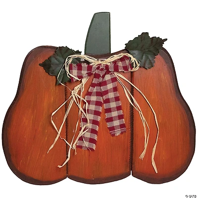 Northlight 10" Green and Orange Fall Harvest Wood Pumpkin