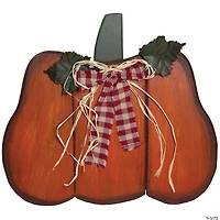 Northlight 10" Green and Orange Fall Harvest Wood Pumpkin