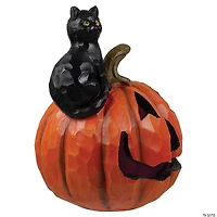 Northlight 10" LED Lighted Jack-O-Lantern and Black Cat Tabletop Halloween Figure