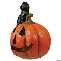 Northlight 10" LED Lighted Jack-O-Lantern and Black Cat Tabletop Halloween Figure