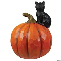 Northlight 10" LED Lighted Jack-O-Lantern and Black Cat Tabletop Halloween Figure