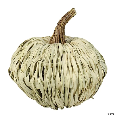Northlight 10" White and Brown Autumn Harvest Woven Pumpkin Decoration