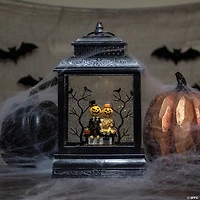 Northlight 11.5" LED Black Halloween Lantern with Pumpkin Couple