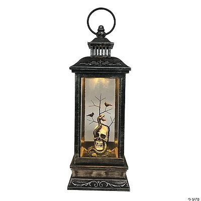 Northlight 11" LED Lighted Halloween Lantern with a White Skull Head