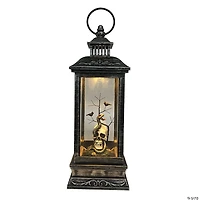 Northlight 11" LED Lighted Halloween Lantern with a White Skull Head