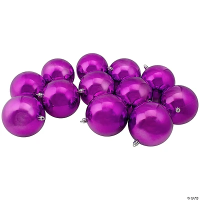 Northlight 12ct Purple Shatterproof Shiny Christmas Ball Ornaments 4" (100mm)