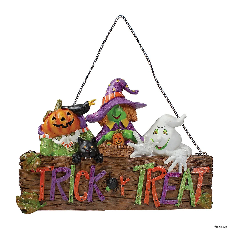 Northlight 13.5" Trick or Treat Halloween Pumpkin Ghost and Witch Wall Decoration