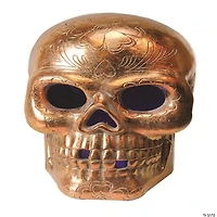 Northlight 14" Brown Pre-Lit LED Day of the Dead Skull Halloween Tabletop Decor