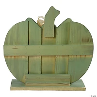 Northlight 14" Green Slatted Halloween Table Top Pumpkin with Bow
