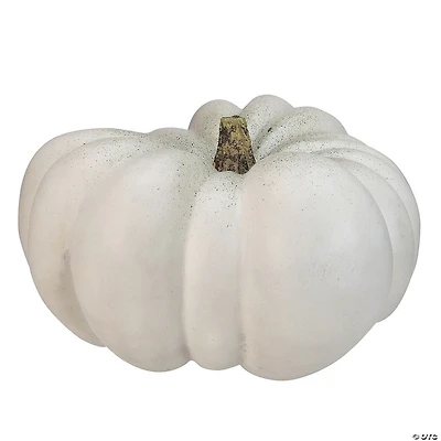 Northlight 14" White Flat Round Pumpkin Fall Harvest  Table Top Decoration