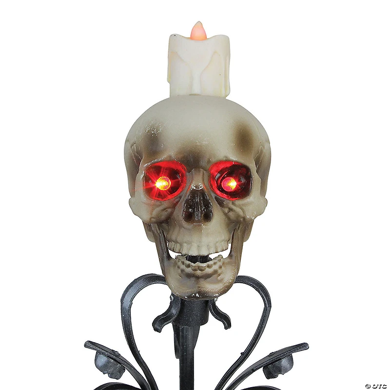 Northlight 16" Gothic Flameless Skull Halloween Candle Holder