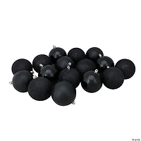 Northlight 16ct Jet Black 4-Finish Shatterproof Christmas Ball Ornaments 3" (75mm)