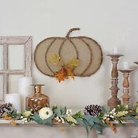 Northlight 19" Beige Burlap and Vine Pumpkin Fall Harvest Wall Hanging