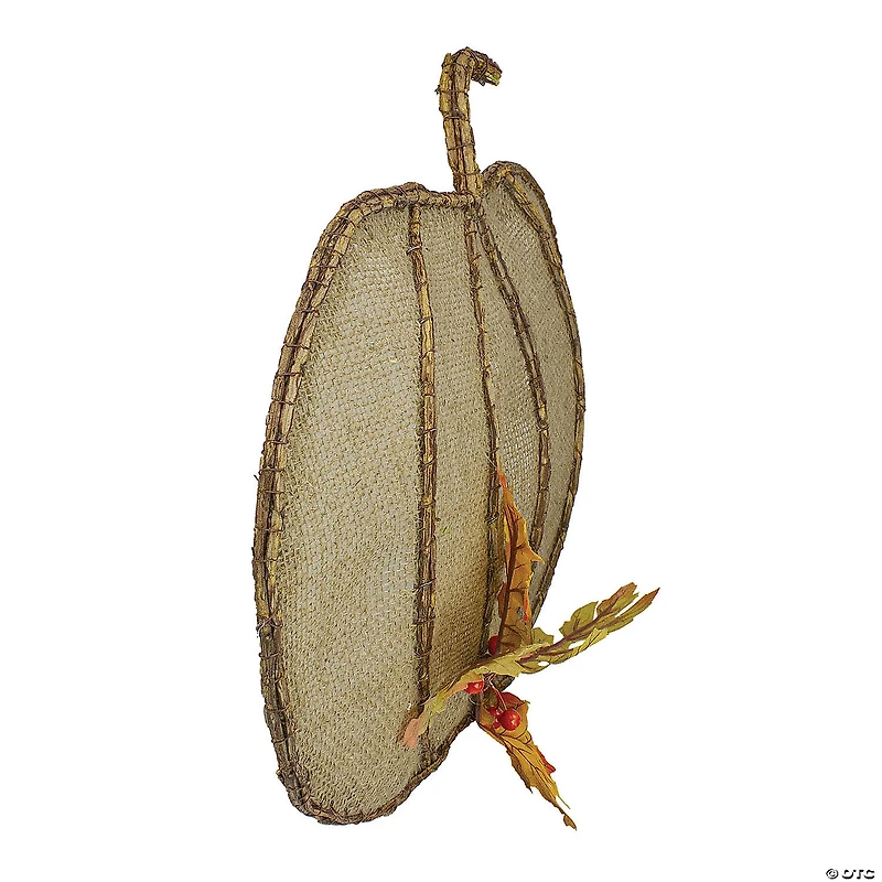 Northlight 19" Beige Burlap and Vine Pumpkin Fall Harvest Wall Hanging