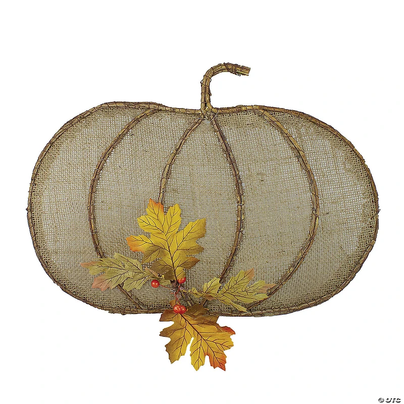 Northlight 19" Beige Burlap and Vine Pumpkin Fall Harvest Wall Hanging