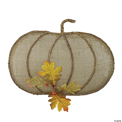 Northlight 19" Beige Burlap and Vine Pumpkin Fall Harvest Wall Hanging