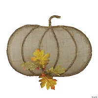 Northlight 19" Beige Burlap and Vine Pumpkin Fall Harvest Wall Hanging