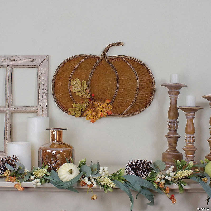 Northlight 19" Burlap Pumpkin Fall Harvest Wall Hanging