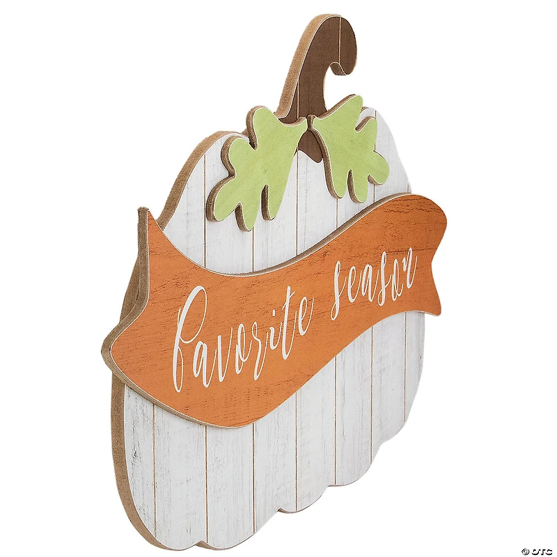 Northlight 19" White Wooden Pumpkin Hanging Wall Sign