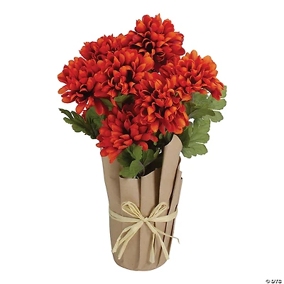 Northlight 20" Orange Fall Harvest Artificial Mum Plant in a Pot
