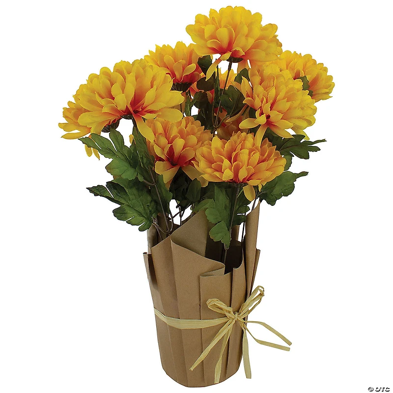 Northlight 20" Yellow Fall Harvest Artificial Mum Plant in a Pot