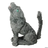 Northlight 22" Battery Operated Gray and Green Howling Wolf Halloween Figurine