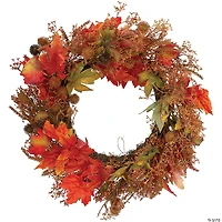 Northlight 24-Inch Autumn Harvest Maple Leaf with Berries Artificial Wreath; Unlit