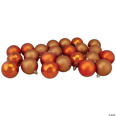 Northlight 24ct Orange Shatterproof 4-Finish Christmas Ball Ornaments 2.5" (60mm)