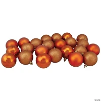 Northlight 24ct Orange Shatterproof 4-Finish Christmas Ball Ornaments 2.5" (60mm)