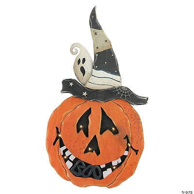 Northlight 25" Black and Orange Battery Operated Pumpkin Halloween Decor